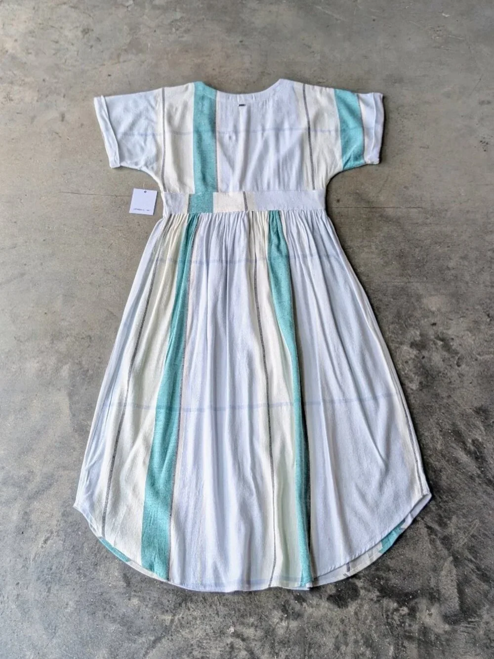 O'Neill Reid Light Blue Multi Stripe Button-Up Midi Dress medium NWT
